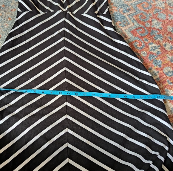 Talbots Womens Small Black White Stripe Chevron Open Back Stretch Maxi Dress 171 - Picture 12 of 13